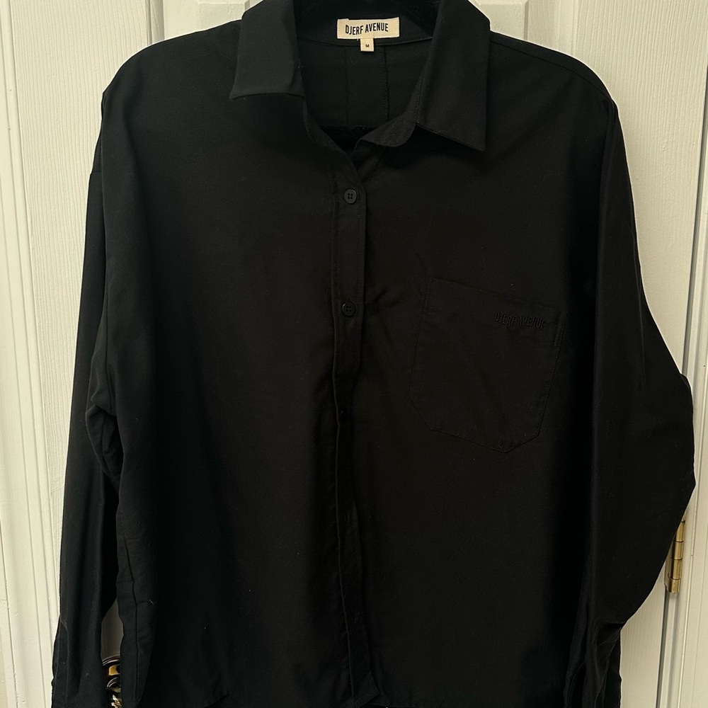 Djerf Avenue Black Breezy Button Down Shirt